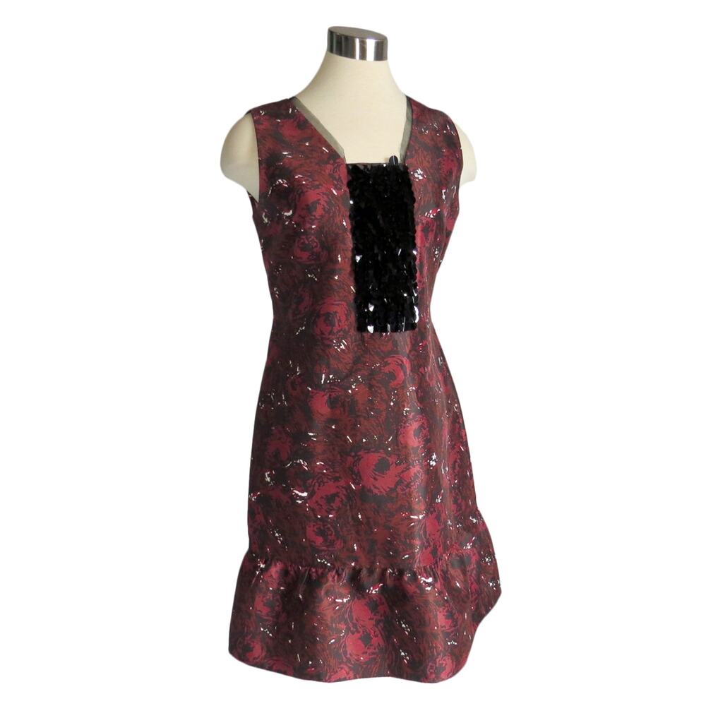 Simply Vera Vera Wang Sequin Rose Dress Medium Brick Red & Black